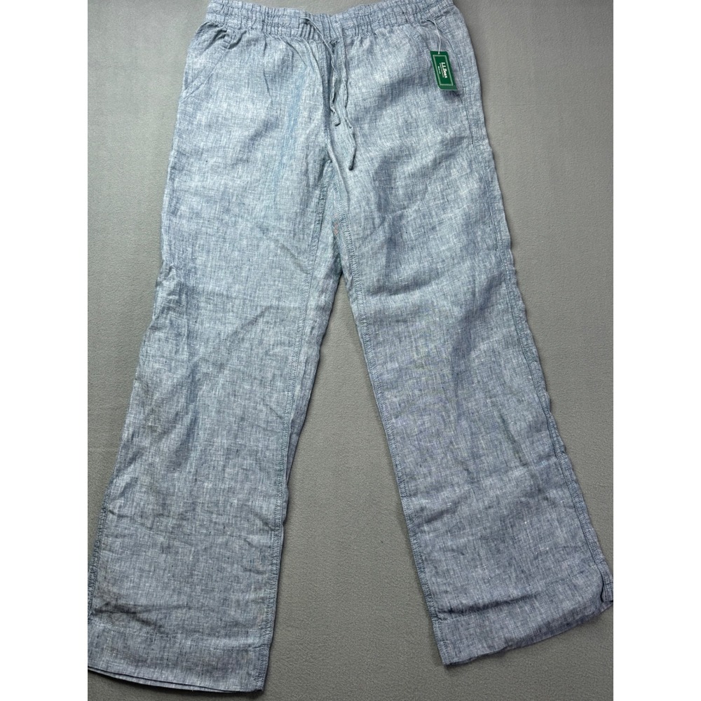 LLBean Premium Linen Pull-On Pants Sz 10 Reg Coastal Grandma Beachy Vacation